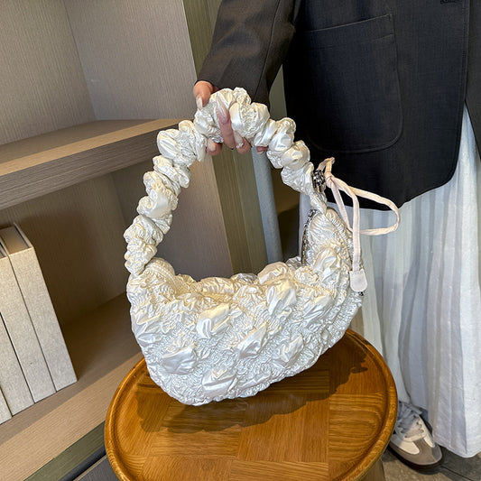Cloud Pleated Large Capacity Embroidery Thread Shoulder Bags