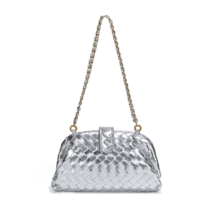 Women's Stylish Simple Hand-woven Chain Underarm Shell Bags