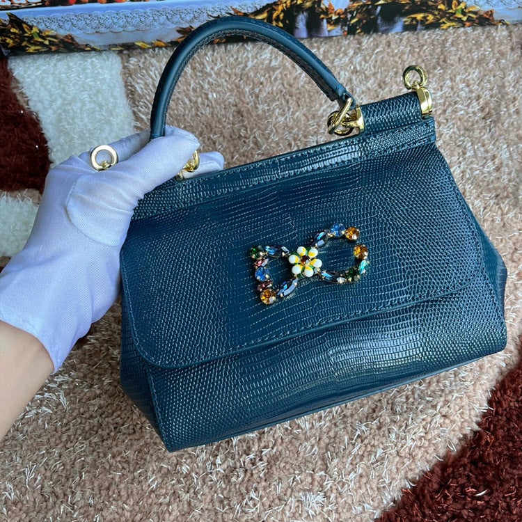 Women's Simple Miss Sicilian Lizard Pattern Portable Handbags