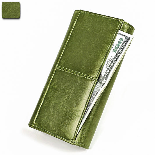 Women's Genuine Leather With Swiping Long Cowhide Ladies Wallets