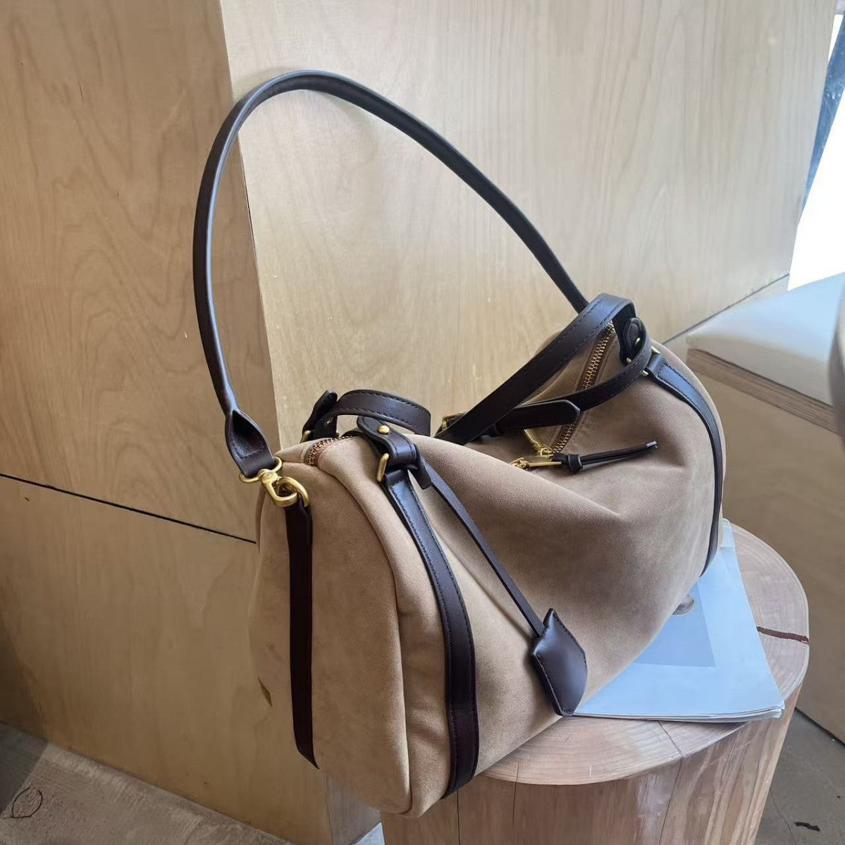 Women's Model Style Suede Pillow Large Capacity Bags