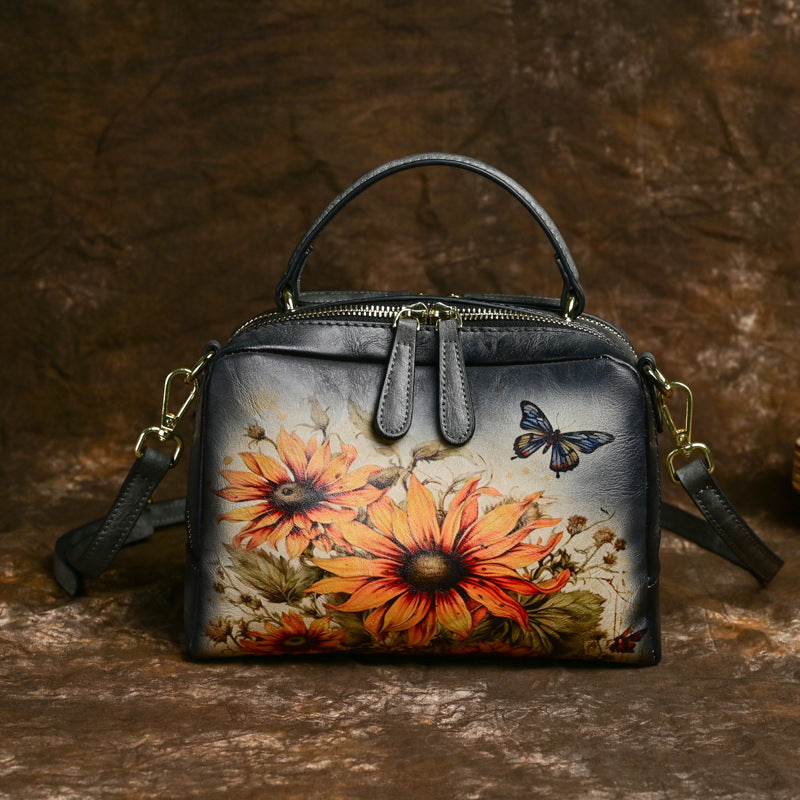 Women's Fashion Textured Retro Painted Niche Handbags