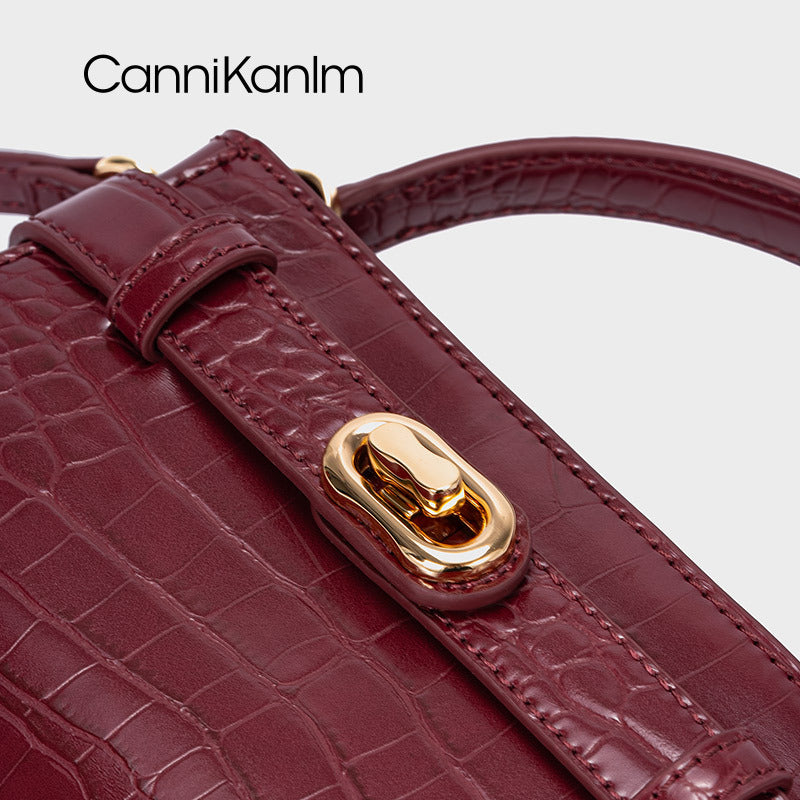Women's Portable Kelly High-grade Retro Crocodile Pattern Crossbody Bags