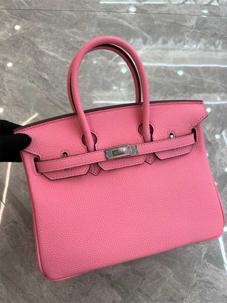 Women's Milkshake White Lychee Pattern First Layer Bags