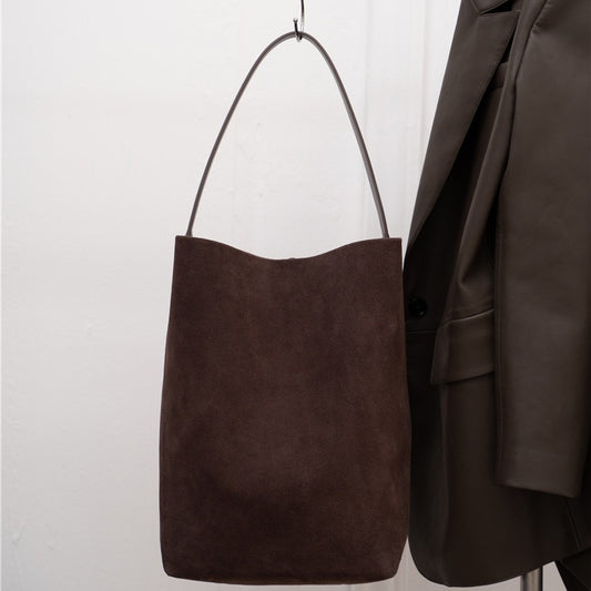 Women's Simple Leather Large Capacity Suede Commuter Shoulder Bags