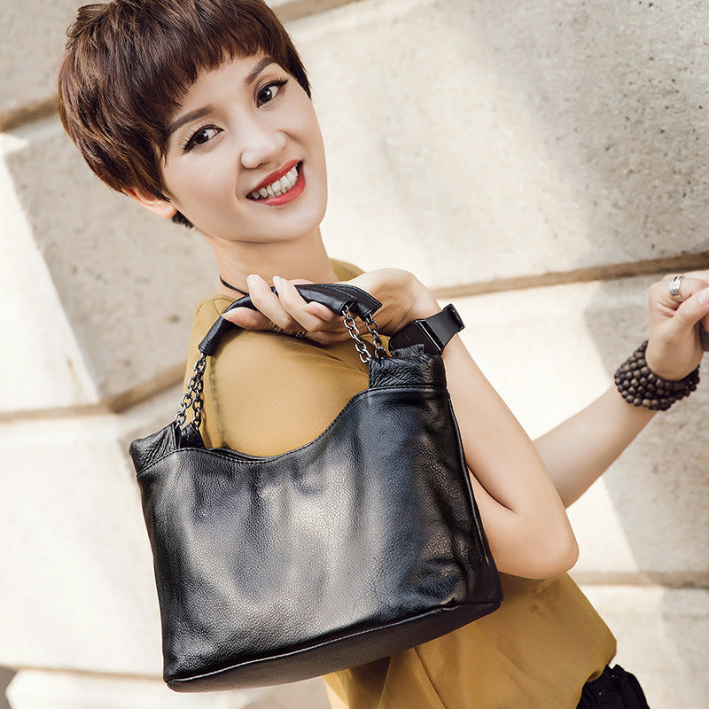 Women's Cute Lucky Genuine Leather Chain Soft Handbags