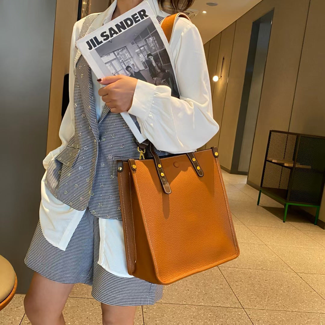 Women's Leather Portable Large Capacity Business Commute Shoulder Bags