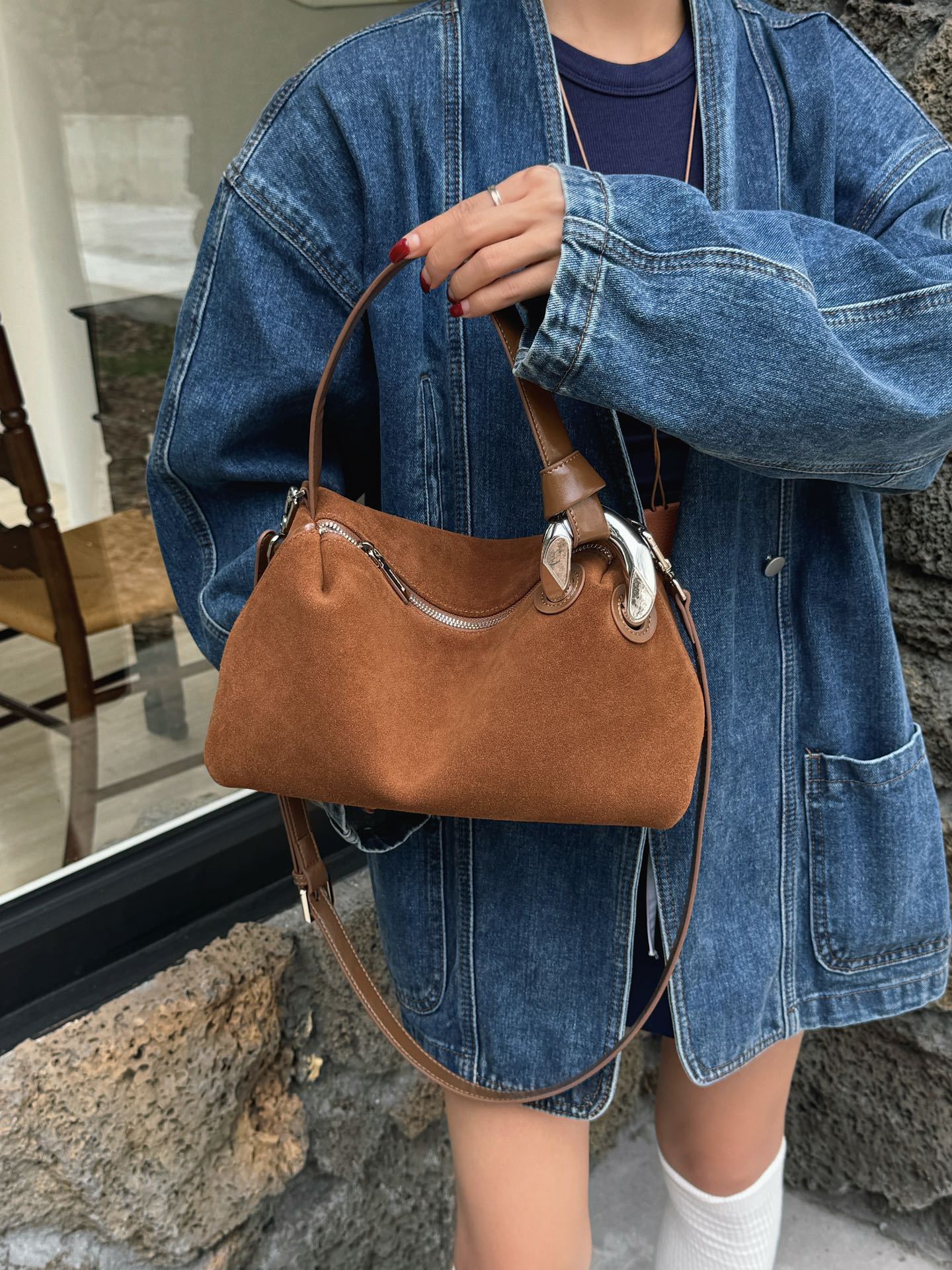 Women's Leather High-grade Frosted Suede Commuter Niche Crossbody Bags
