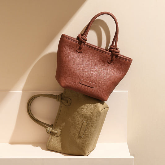 Layer Cowhide Vegetable Basket Bends Hitches Design Stylish Handbags