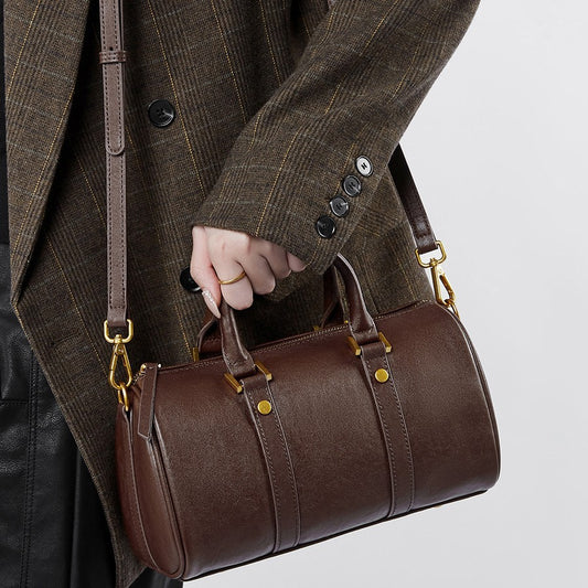 First Layer Cowhide Boston Advanced Retro Crossbody Bags