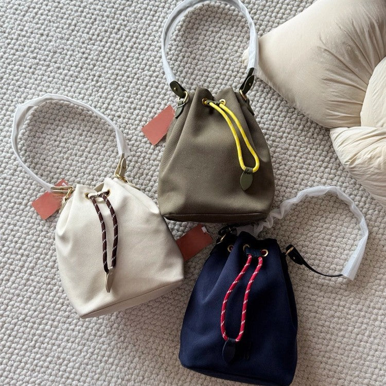 Women's Canvas Drawstring Design Simple Large Handbags