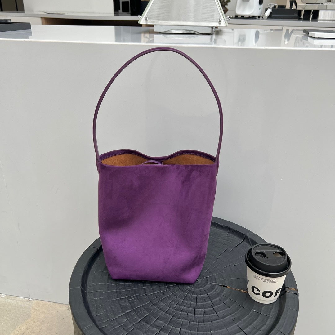 Women's Idle Style Cowhide Underarm Commuter Flannel Armpit Bags