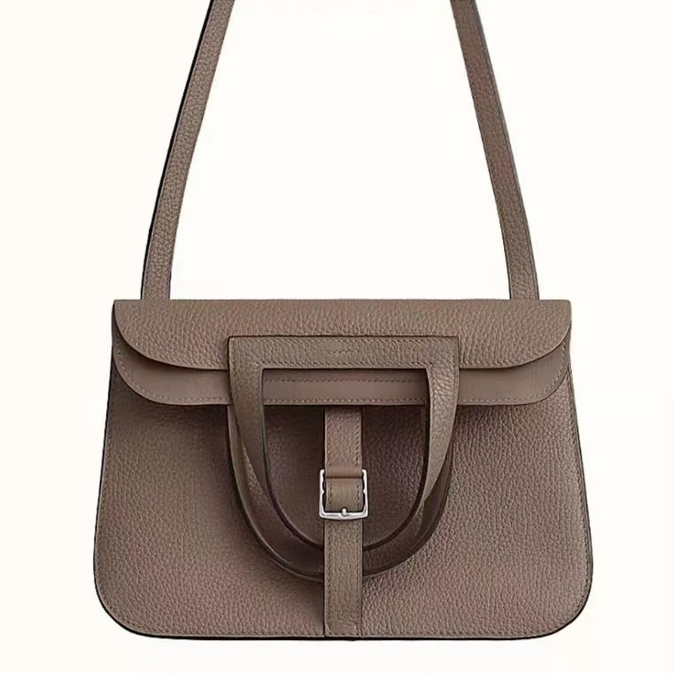Top Layer Cowhide Leather Vachette Clasp Hazan Crossbody Bags