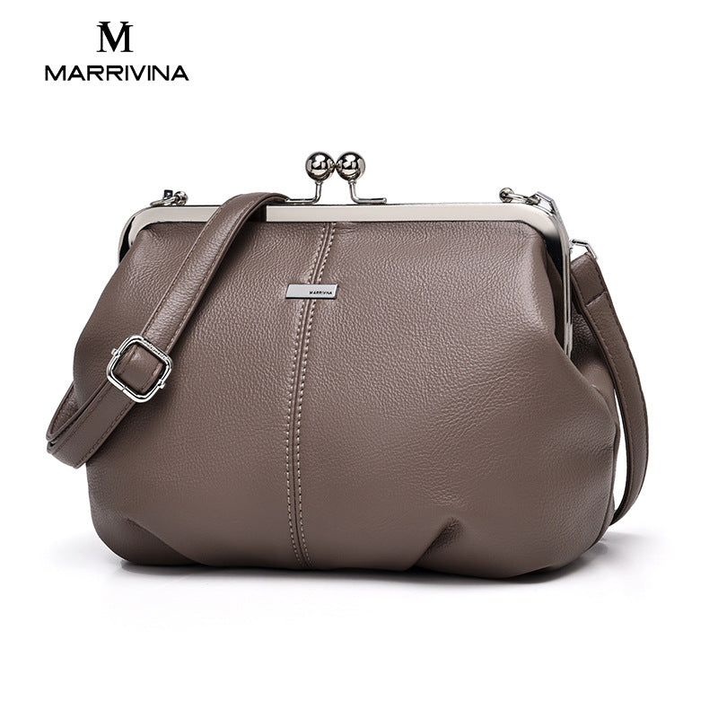 Women's Retro Clip Solid Color Large Capacity Crossbody Bags