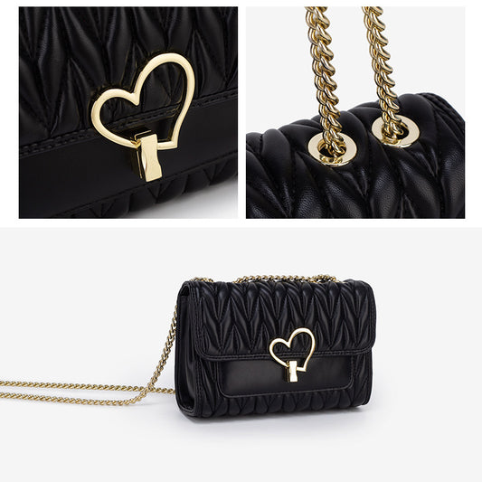 Women's Genuine Leather Fashionable Diamond Chain Bags