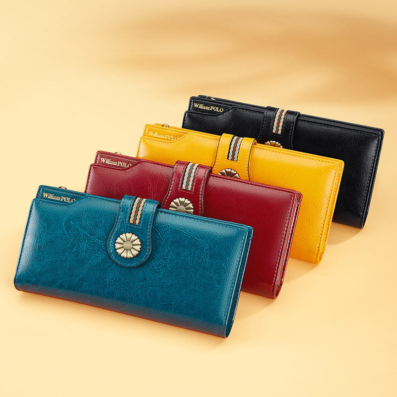 Women's Paul High-grade Leather Long Cowhide Swiping Ladies Wallets