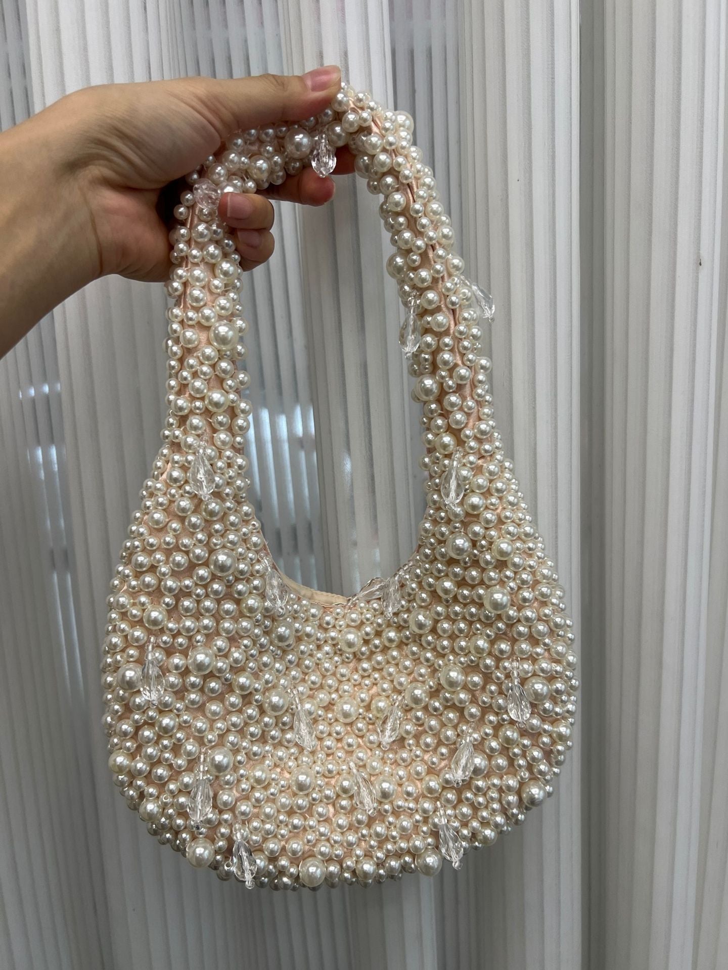 Sweet Fresh Cute Wild Pearl Crystal String Beads Handbags