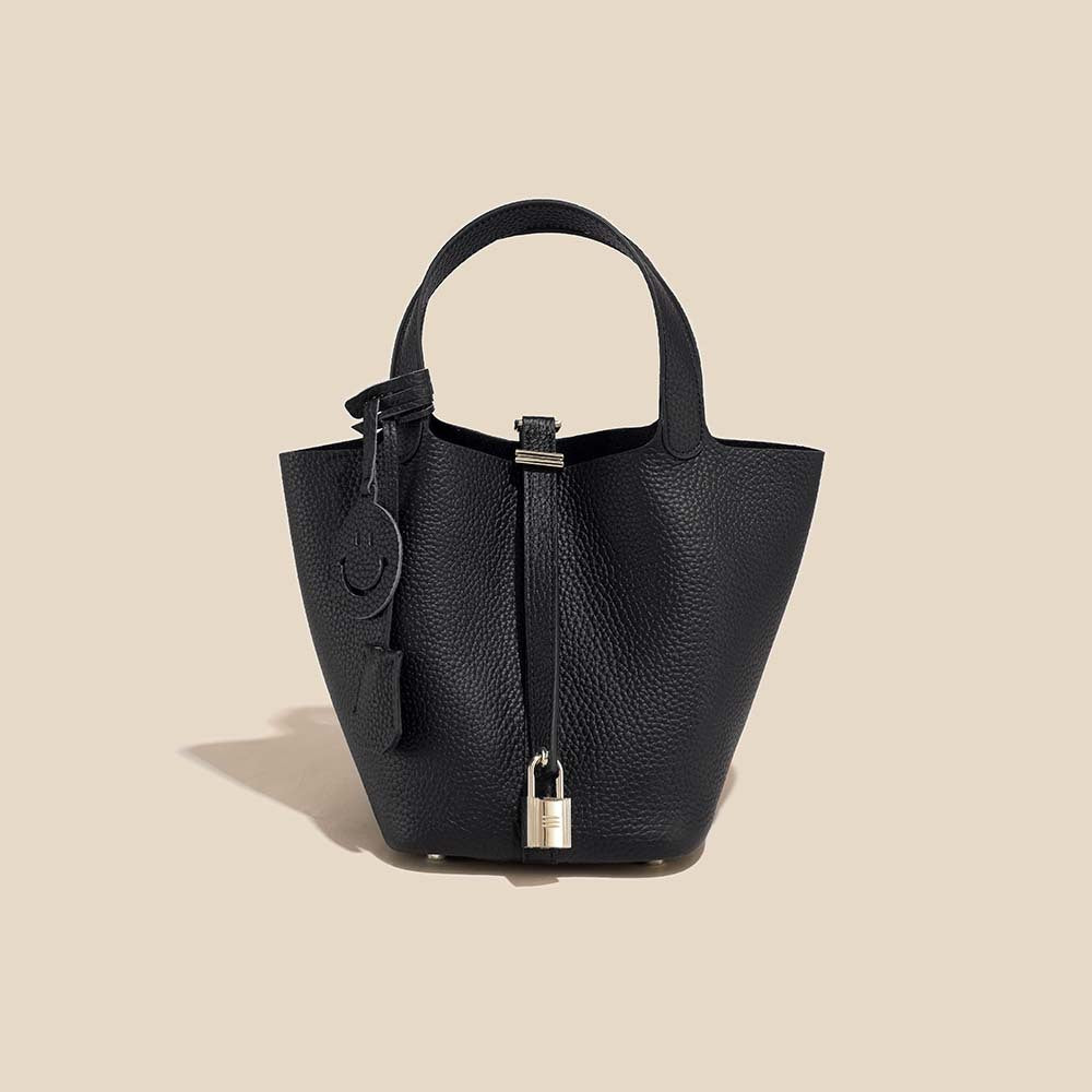 Women's Layer Cowhide Vegetable Basket Versatile Genuine Handbags