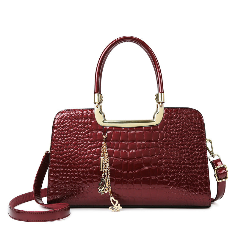 Women's Fashion Patent Leather Large Capacity High-grade Crocodile Bags