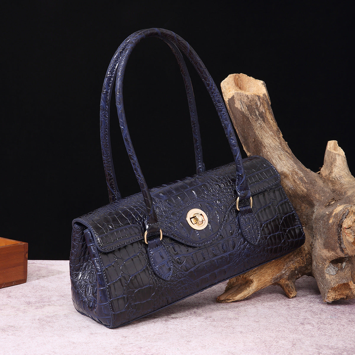 Women's Retro Portable Underarm Baguette Crocodile Pattern Crossbody Bags