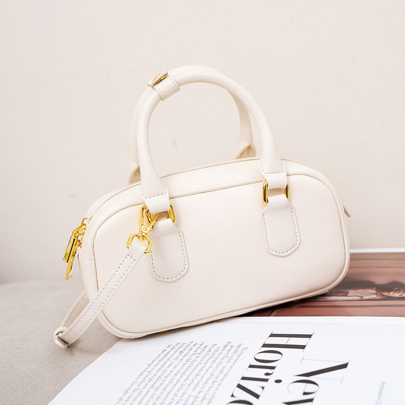 Women's Cow Leather Fashion Bowling Boston Handbags