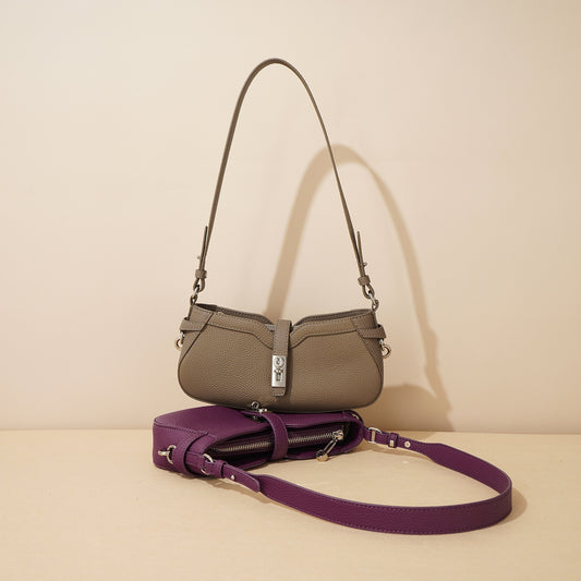 Textured Top Layer Cowhide Underarm Simple Armpit Bags