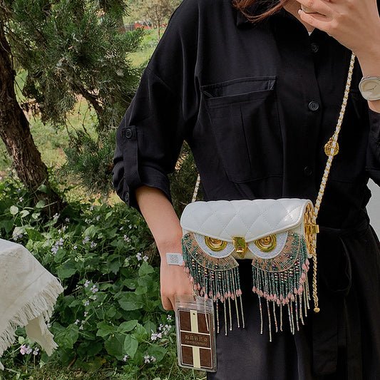 Women's Tassel Diamond Chain Round Funny Fashion Shoulder Bags
