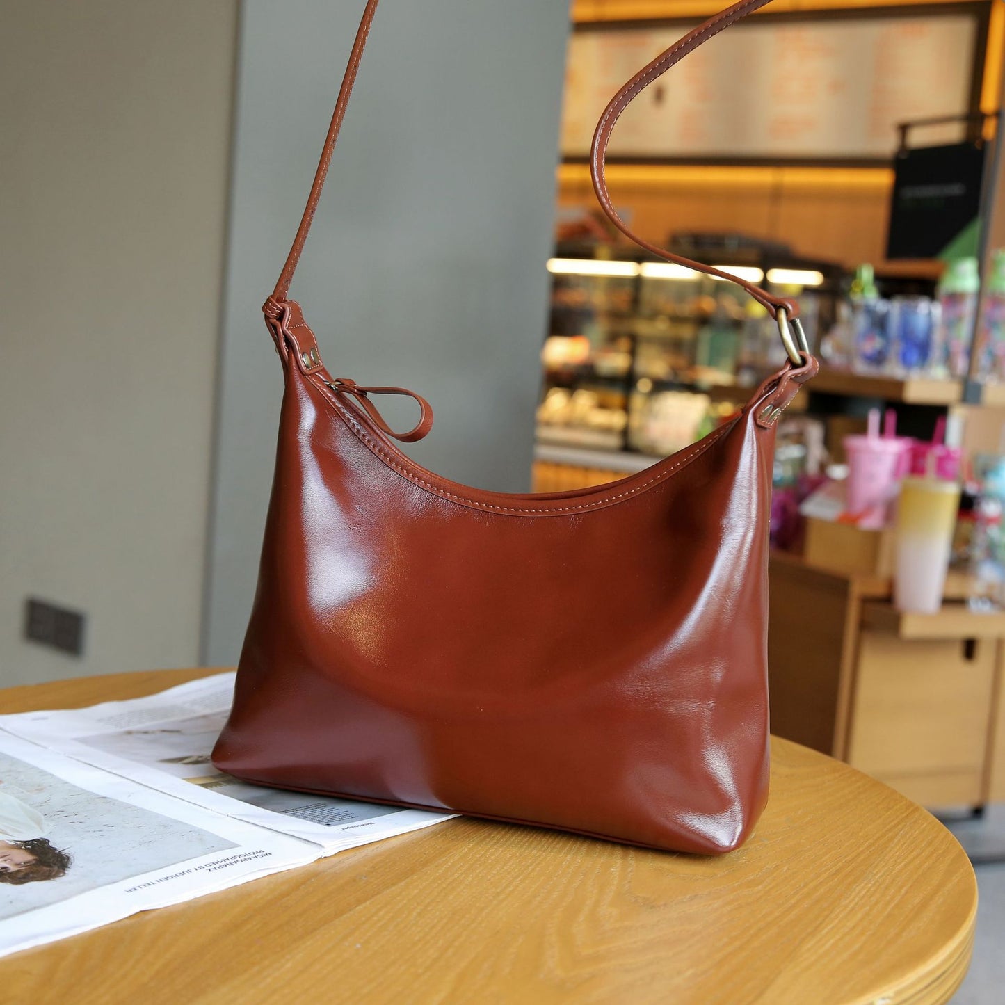 Women's Vegetable Tanned Leather Cowhide Minority Simple Crossbody Bags