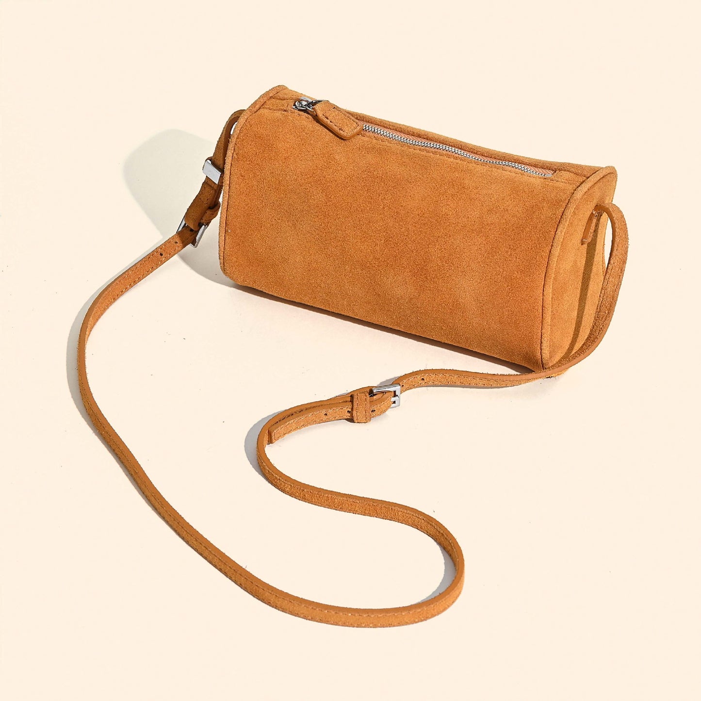Women's Genuine Leather Suede Round Niche Trendy Shoulder Bags