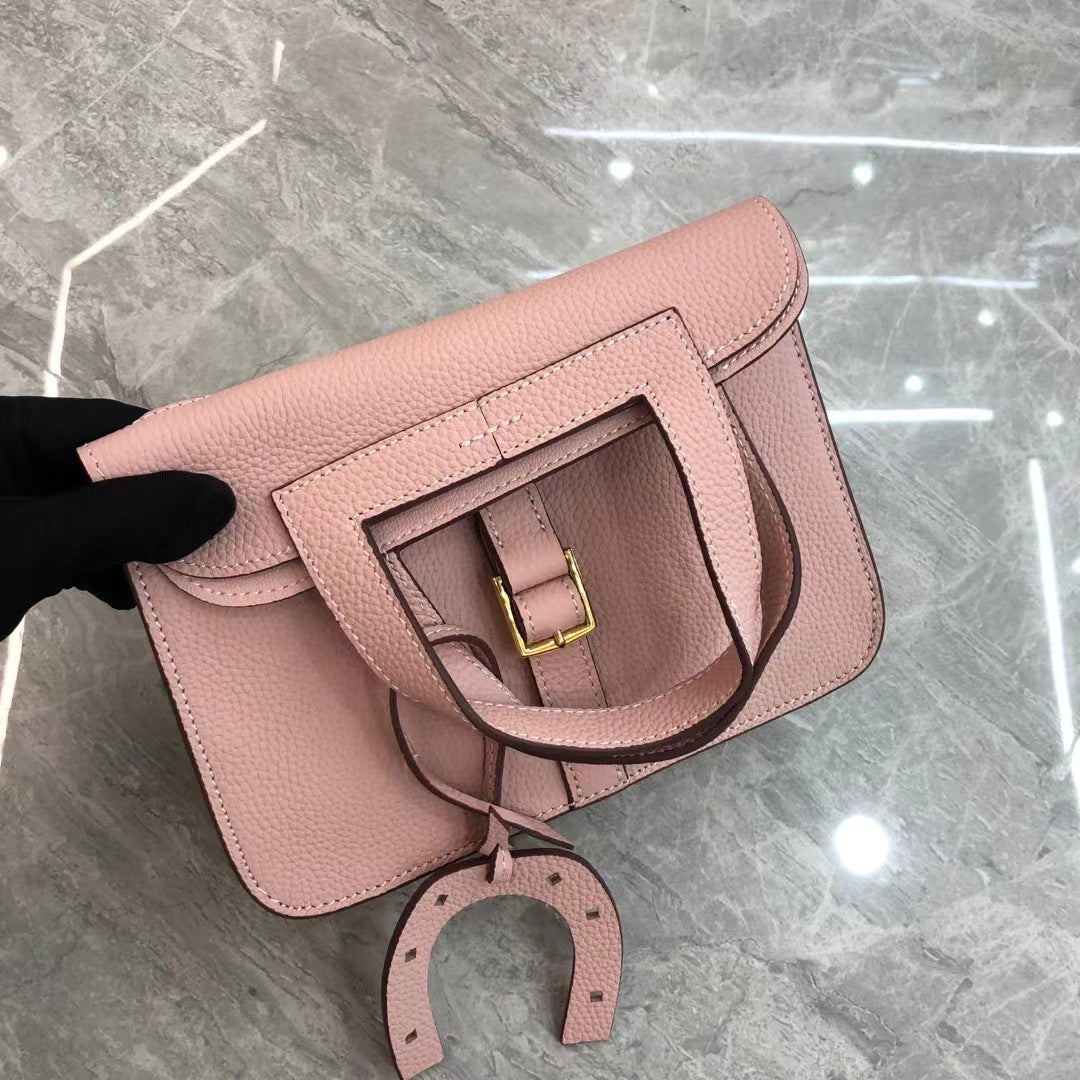 Women's Portable Lychee Pattern First Layer Cowhide Shoulder Bags