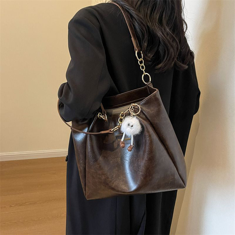 Women's Leather Large Capacity Portable Commuter Tote Bags