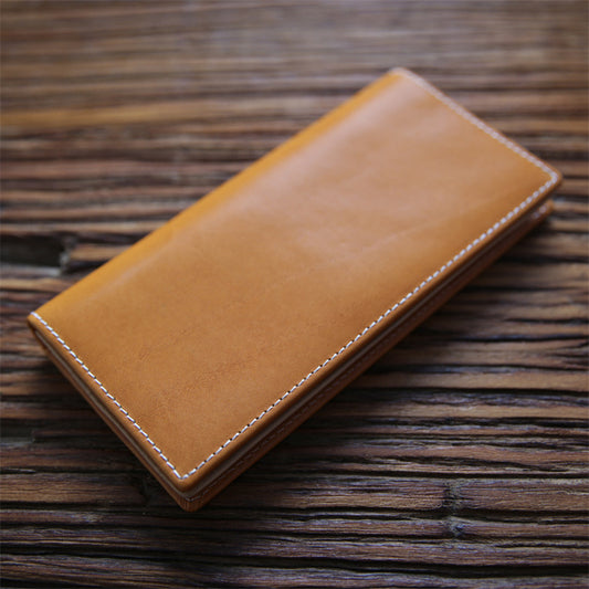 Men's Handmade Retro Long Zipper Leather First Men's Wallets