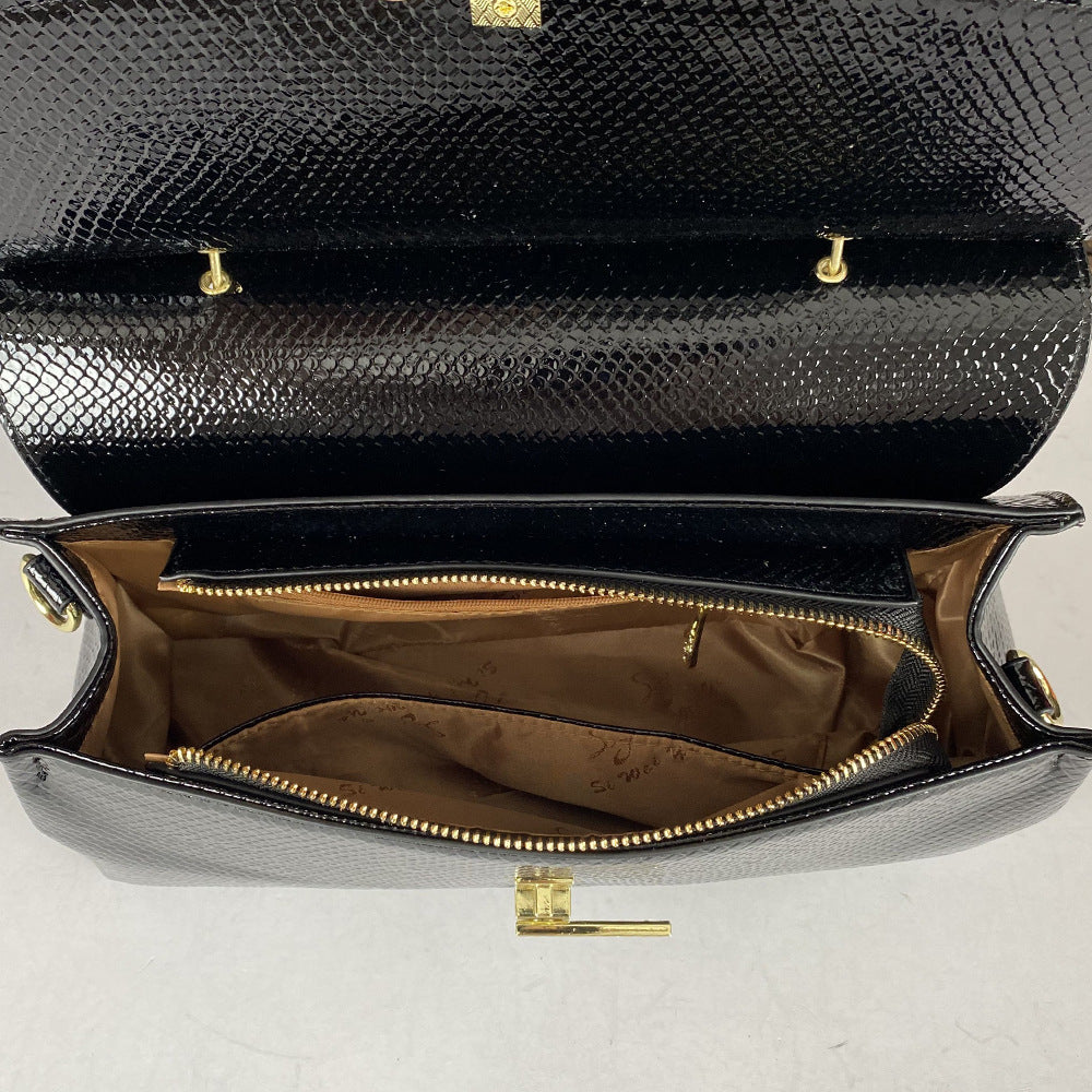 Mom Versatile High-grade Glossy Elegant Snake Pattern Handbags