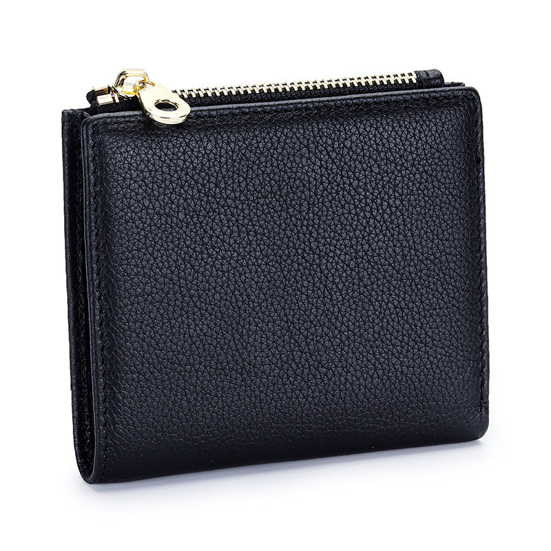 Women's Pure Leather Short High-grade First Layer Cowhide Natural Ladies Wallets