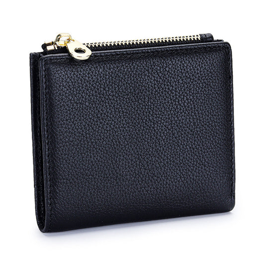 Women's Pure Leather Short High-grade First Layer Cowhide Natural Ladies Wallets