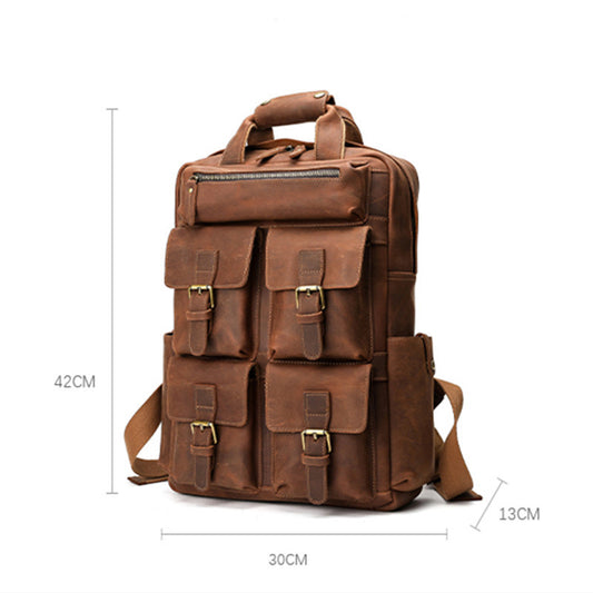 Men's Genuine Leather Large Capacity Portable Retro Backpacks