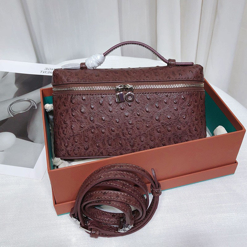 Women's Cowhide Lunch Box Camel Pattern Crossbody Bags