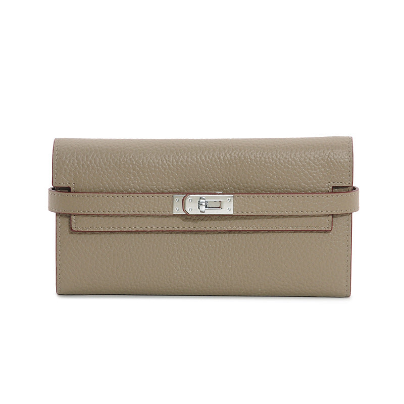 Women's First Layer Cowhide Clutch Litchi Pattern Fashion Ladies Wallets