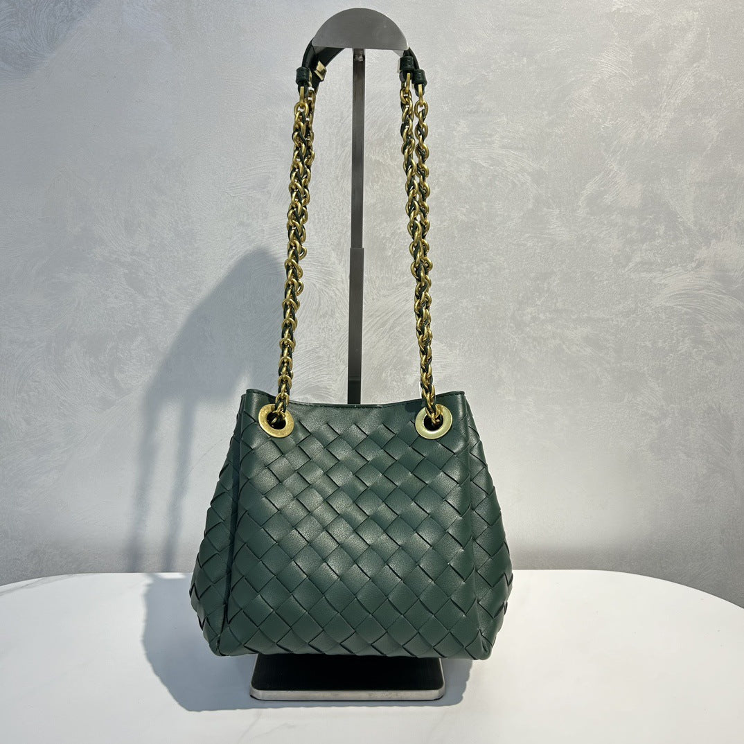 Women's Parachute Handmade Genuine Leather Woven Shoulder Bags