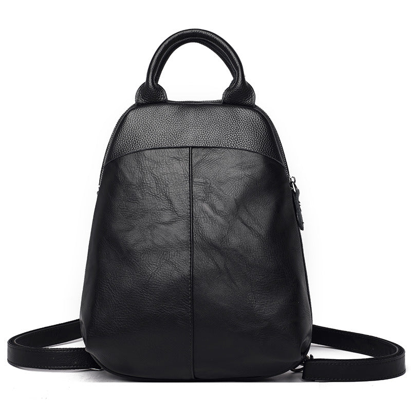 Women's Color Matching Leather Korean Retro Campus Backpacks