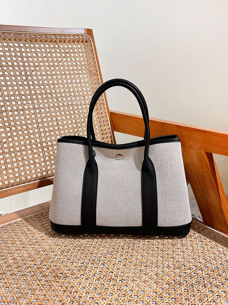 Women's Handmade Genuine Leather Color-matching Large Capacity Handbags