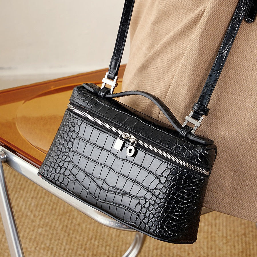 Women's Cowhide Crocodile Pattern Lunch Box High-grade Bags