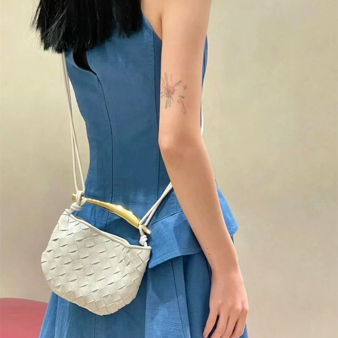 Women's Genuine Leather Sardine Woven High-grade Portable Crossbody Bags