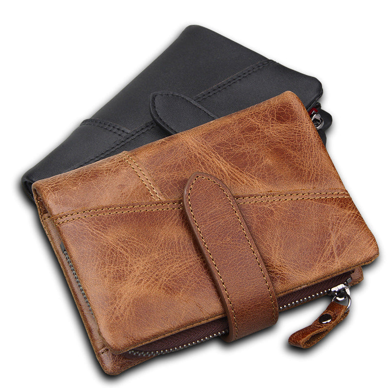 Leather For Man Retro Short Cowhide Men's Wallets