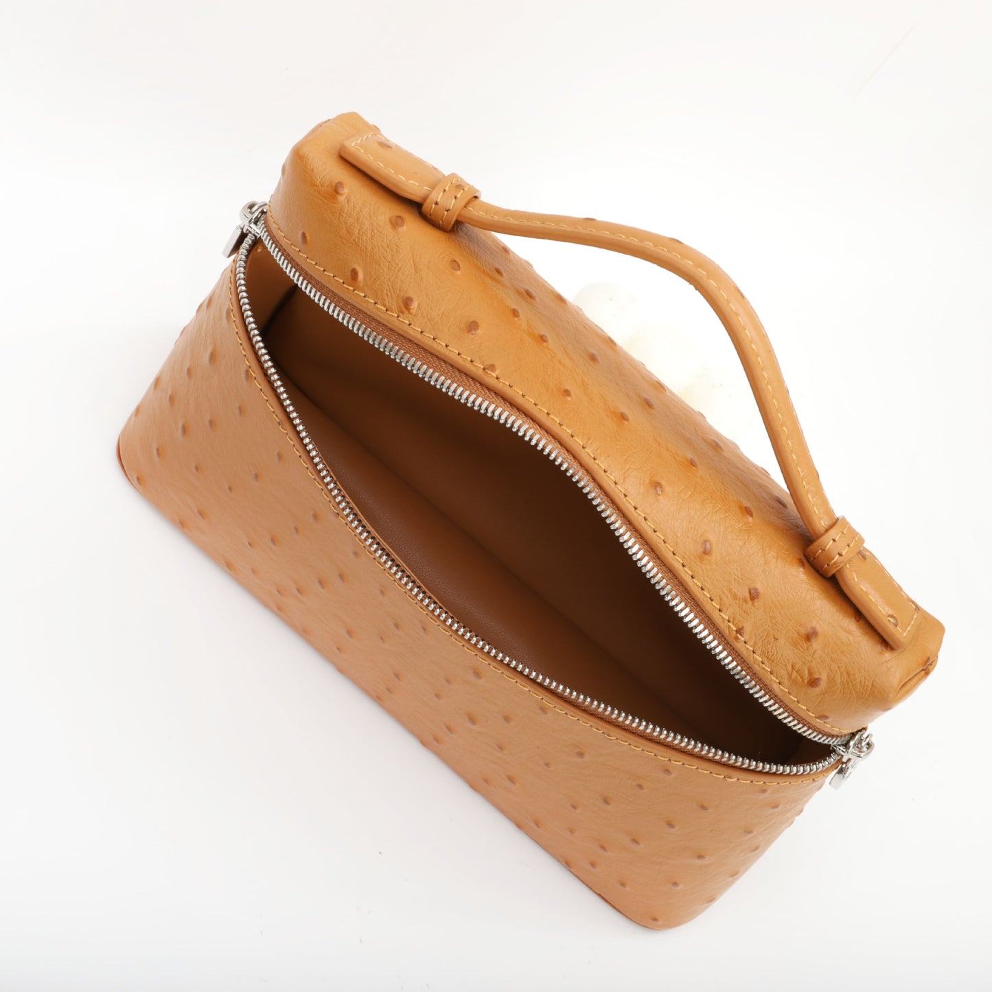 Women's First Layer Cowhide Ostrich Grain Lunch Box High-grade Crossbody Bags