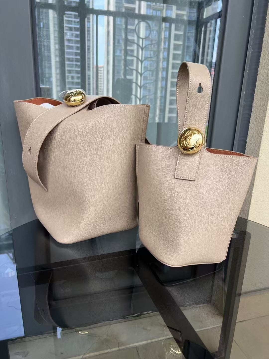 Classic Fortune Imported Cowhide Pattern Gold Crossbody Bags