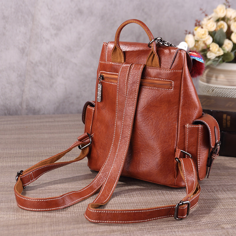 Women's Retro Three-dimensional Pocket Large Capacity Backpacks