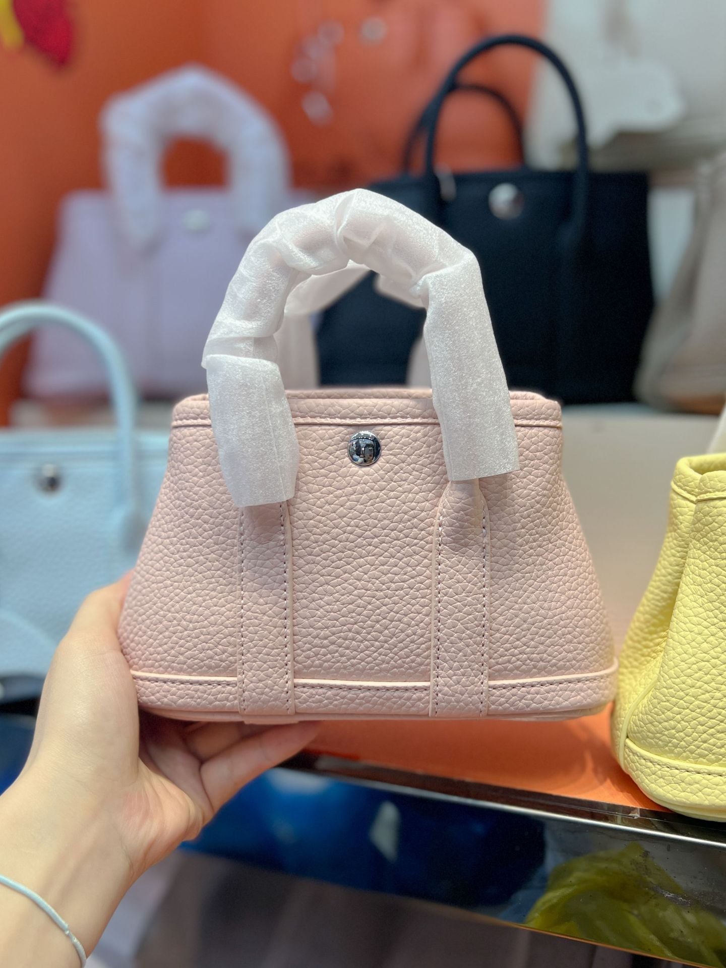 Mini Lychee Pattern Mobile Genuine Leather Handbags