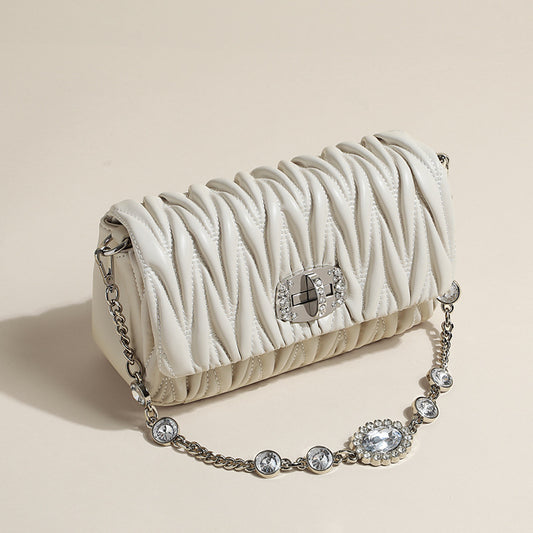 Women's Trendy Genuine Leather Summer Chain Underarm Arm Bags