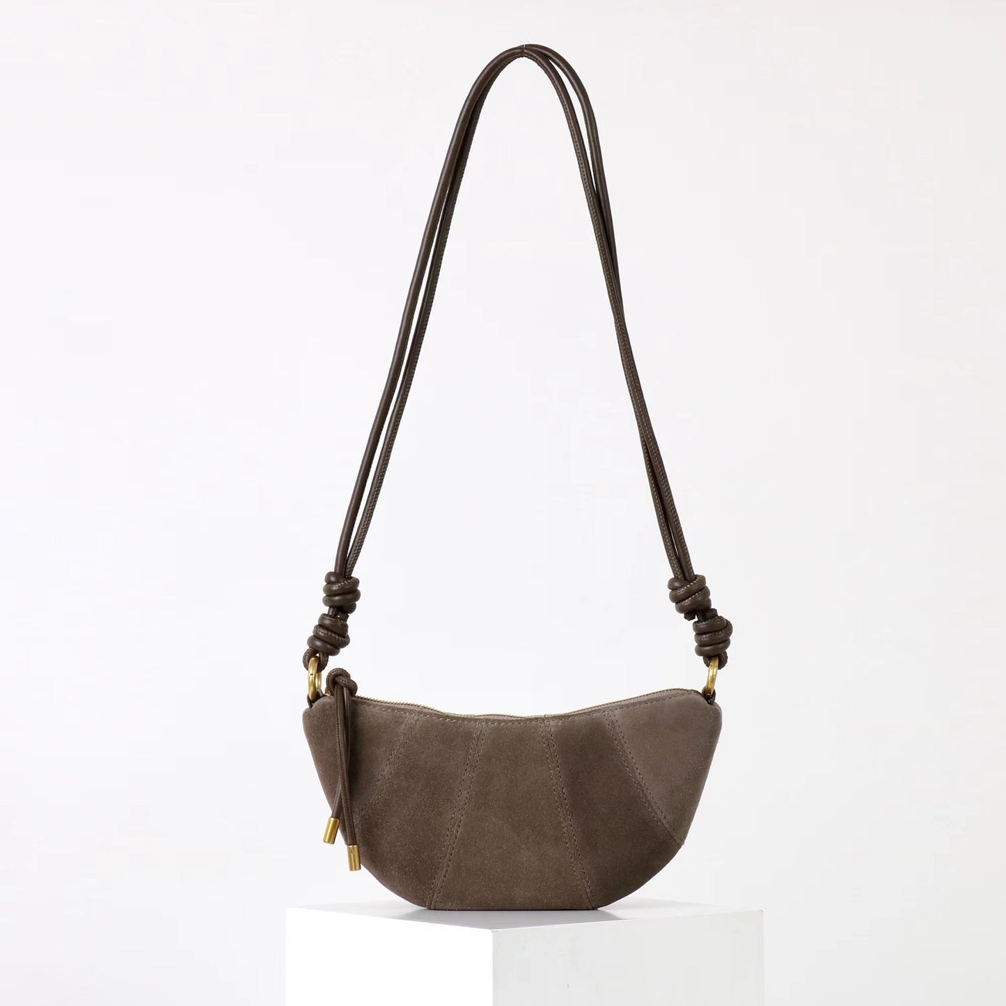 Women's Trendy Retro Frosted Leather Croissant Design Handbags